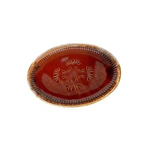 McCoy Brown Drip Large Oval Serving Platter Embossed Tree Of Life #7062‎ 10x14